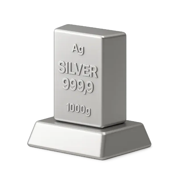A 3D silver bar stamped Ag 999.9, 1000 g